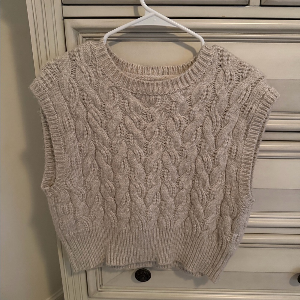 Sincerely Jules Cable Knit Sleeveless Sweater - Beige